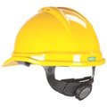 Msa Safety V-Gard 500 Cap, Hi-Viz Yellow-Green Vented, 6-Point Fas-Trac Iii 10074820
